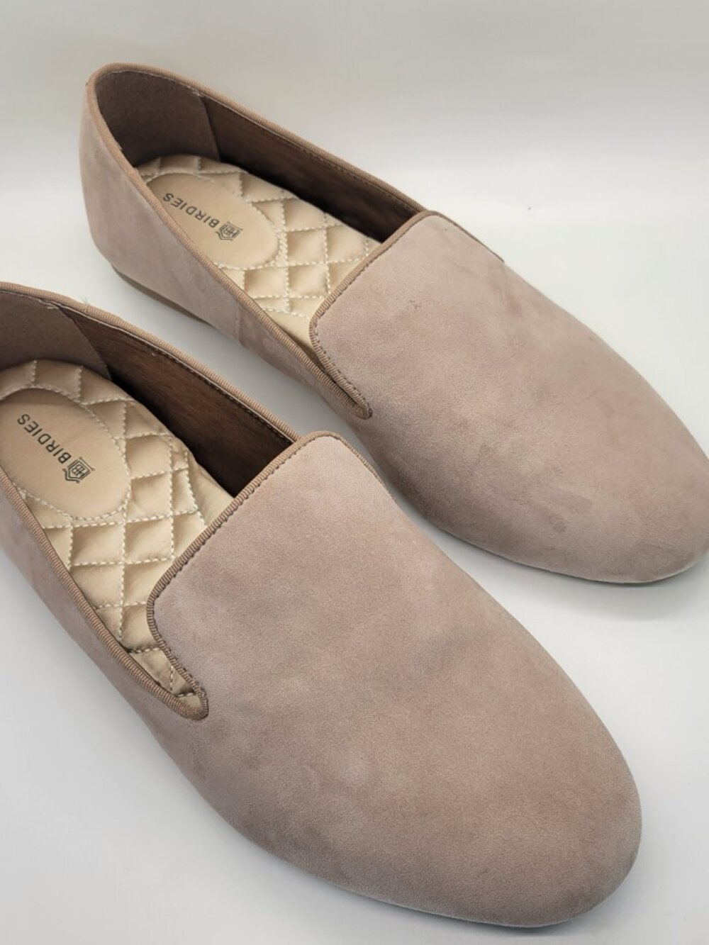 Birdies Starling Loafers Women 8.5 Latte Suede Smoking Slippers Comfort Flat Tan - Picture 8 of 15